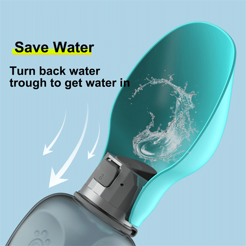 Travel Water Bottle For Dogs With Foldable Leak-proof Bowl, Large Capacity 800Ml