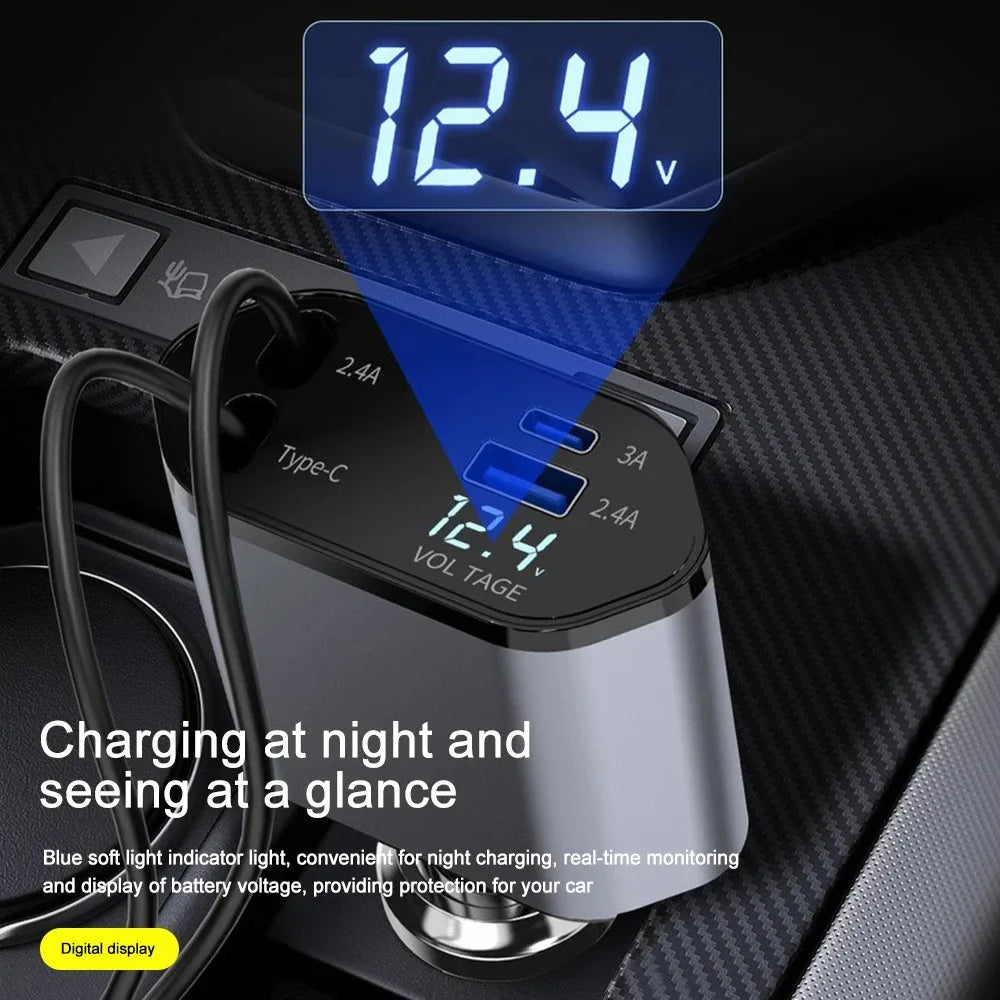 120W Retractable Car Charger