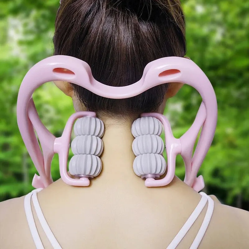 Manual Neck and Shoulder Massager with Kneading Rollers