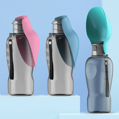Travel Water Bottle For Dogs With Foldable Leak-proof Bowl, Large Capacity 800Ml