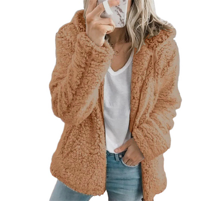 Elegant Bear Teddy Fur Coat: Soft Fleece Coat with Pockets and Zipper