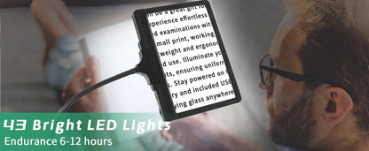 Full-Page Magnifying Glass with LED Light – Hands-Free Reading Aid for Books, Crafts & Hobbies