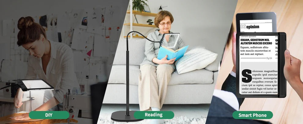Full-Page Magnifying Glass with LED Light – Hands-Free Reading Aid for Books, Crafts & Hobbies