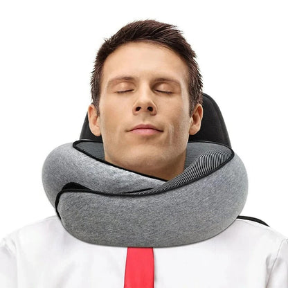 Snail Style Memory Foam Travel Curved Neck Pillow - U-shaped, Portable, Adjustable Support Neck Brace Pillow
