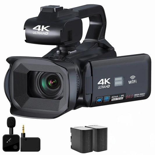 UHD 4K Camcorder for Vlogging with 18X Zoom & Rotating Touchscreen