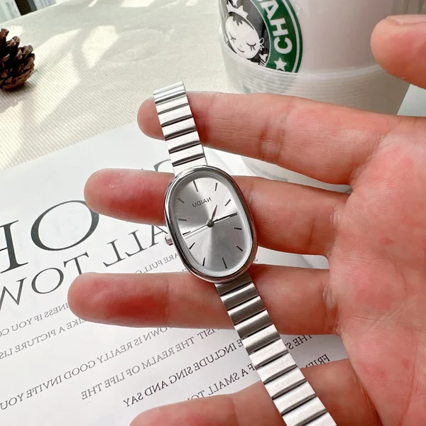 Luxury Oval Women's Quartz Watch (Stainless Steel)