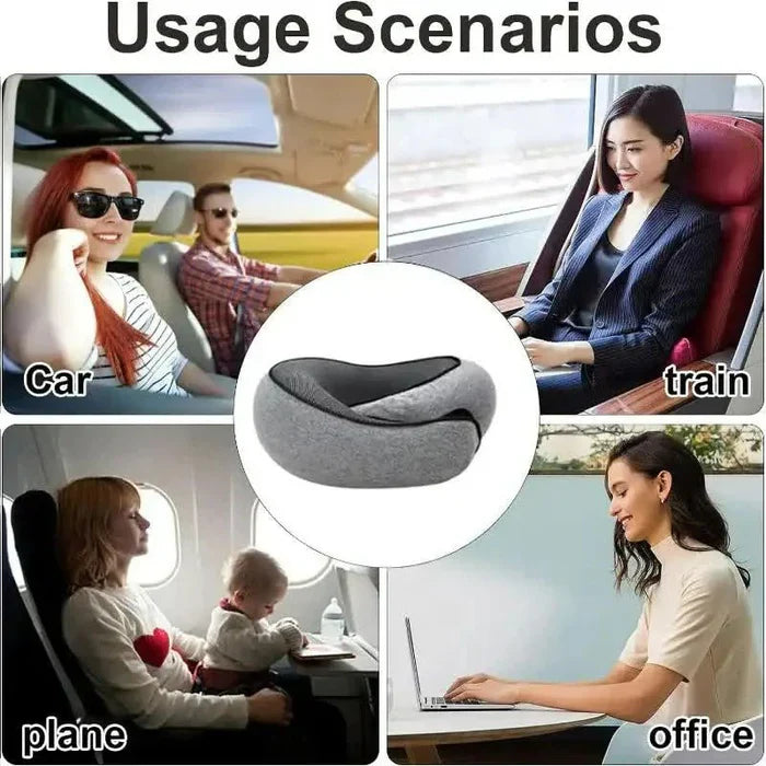 Snail Style Memory Foam Travel Curved Neck Pillow - U-shaped, Portable, Adjustable Support Neck Brace Pillow